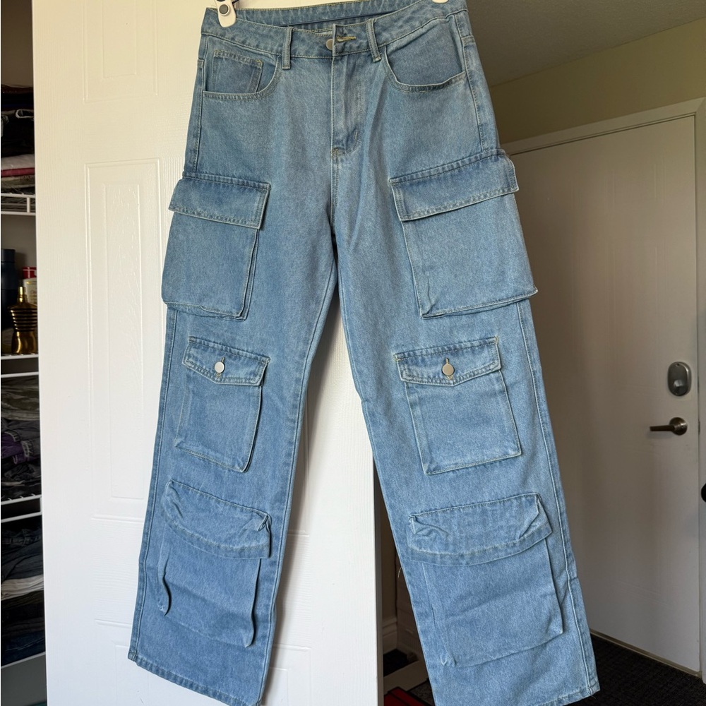 BLUE DENIM CARGO PANT
